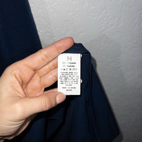 New Rihoas Navy Blue Button Up Midi Dress Size Small - Picture 5 of 7